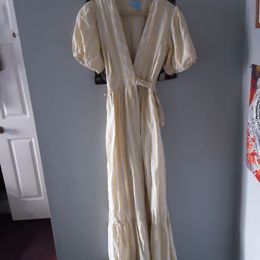 Draper James Yellow and White Striped Maxi Dress